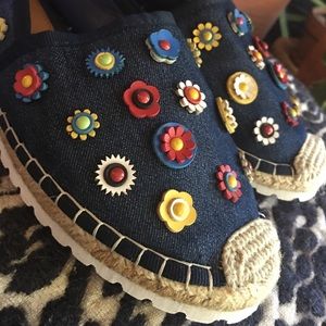 Bakers Retro Flower Embellished Espadrille Flats